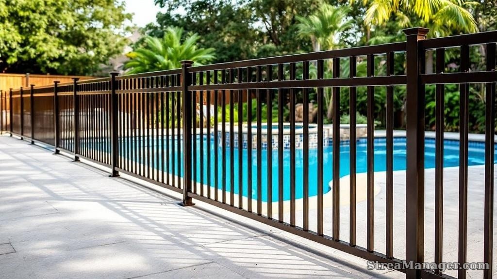 Aluminum Fence Pool Bronze - aluminum fence