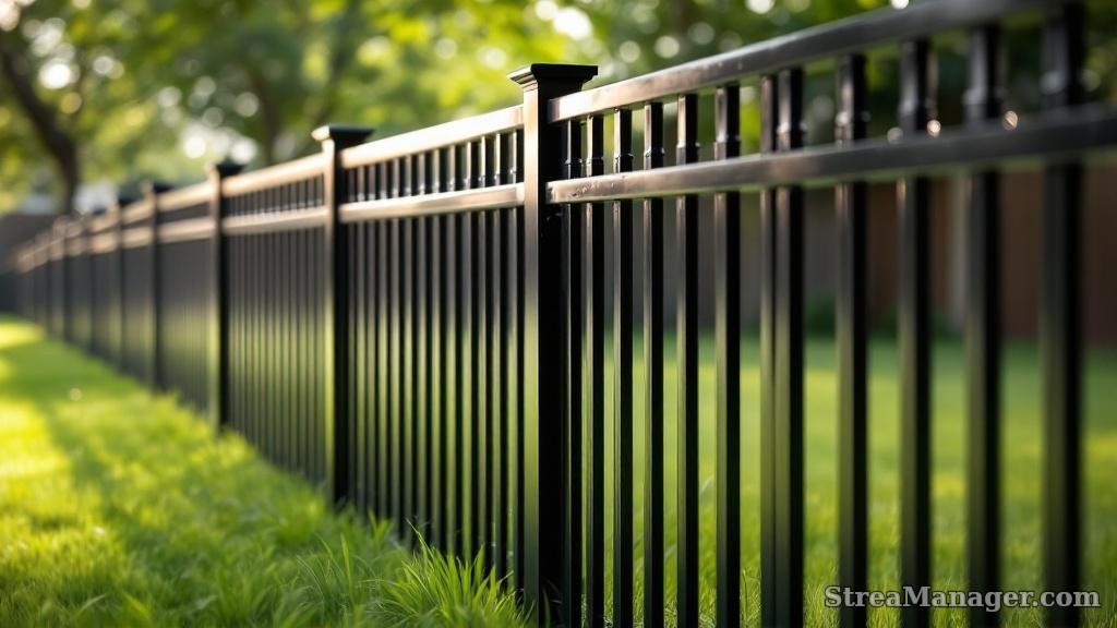 Aluminum Fence Property Line Black - aluminum fence