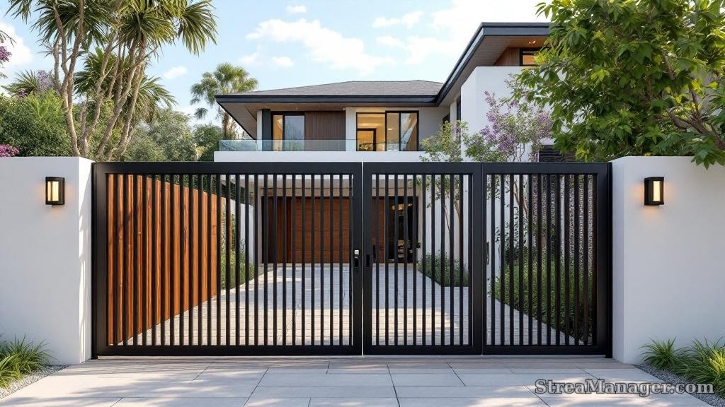 Flat Top Walk Gate Modern - professional fence installation