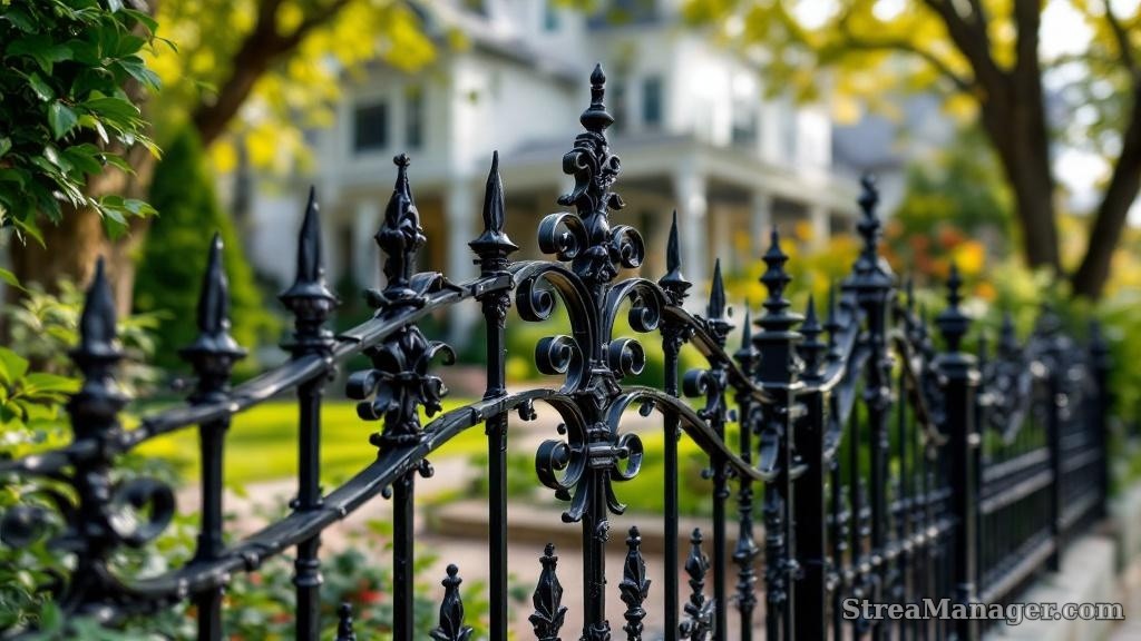 Wrought Iron Fence Victorian Home - professional fence installation