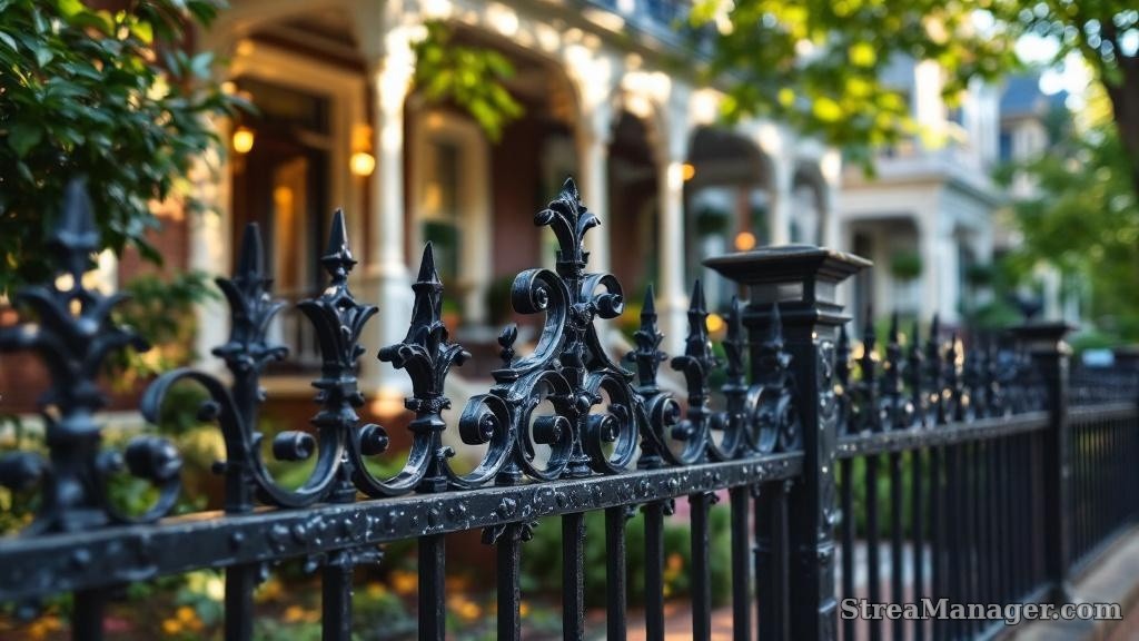 Wrought Iron Fence Victorian Home - professional fence installation