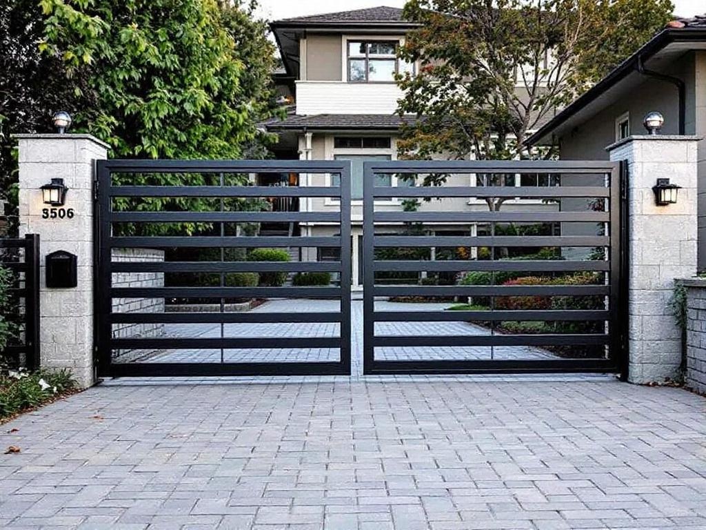 Automatic aluminum sliding gate with electric motor V-track system for 12-20 foot openings