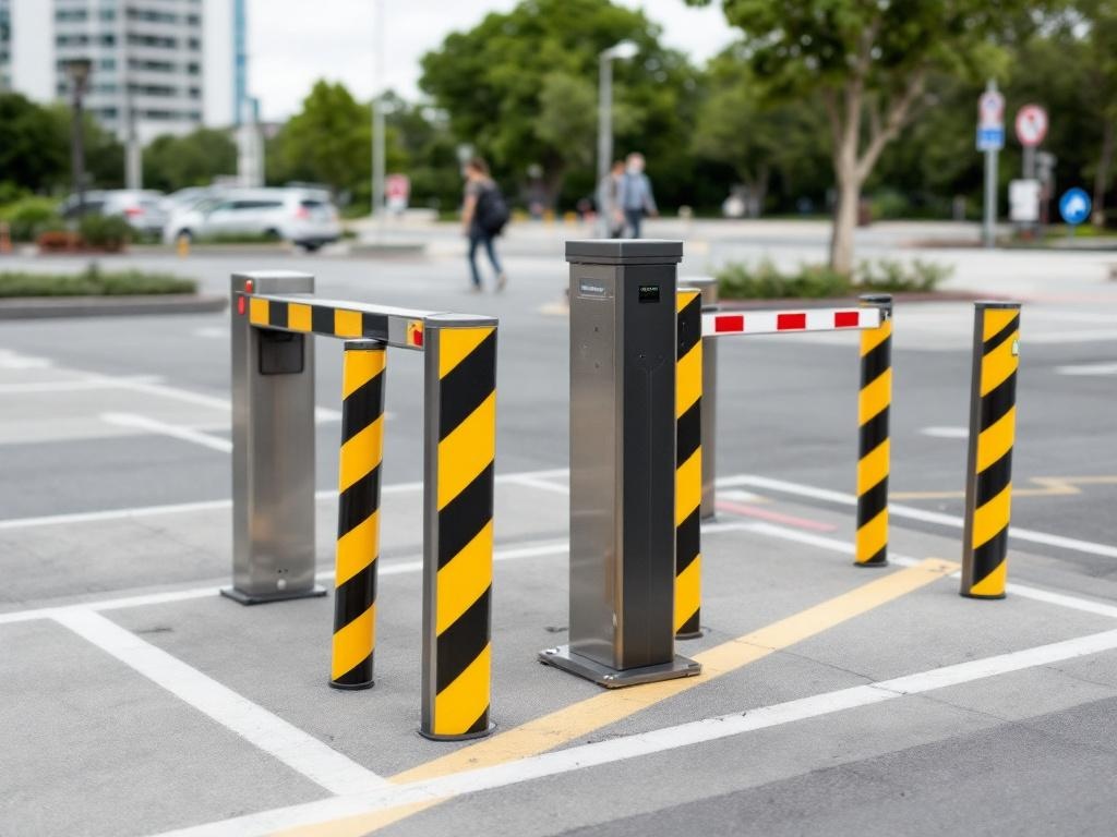 Automated barrier arm gate controlling parking lot vehicle access