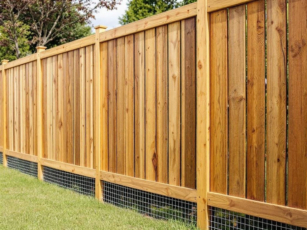 5-foot combination wood wire fence with board top and mesh bottom for livestock