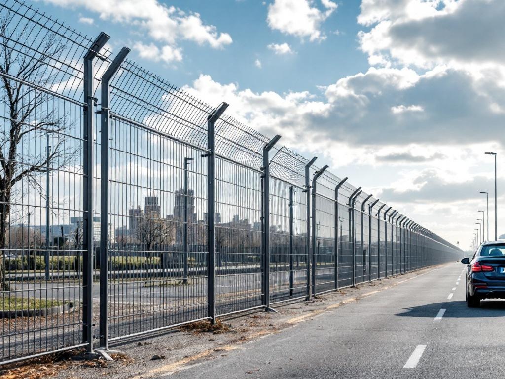 K-rated crash fence barrier protecting critical infrastructure facility