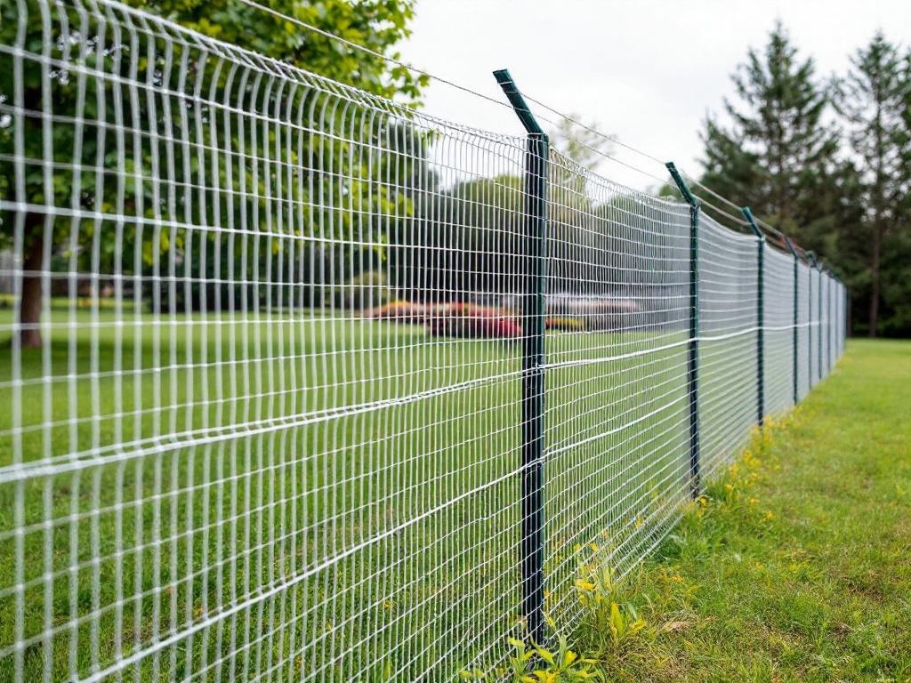 8ft tall deer exclusion fence with polypropylene mesh and wood posts