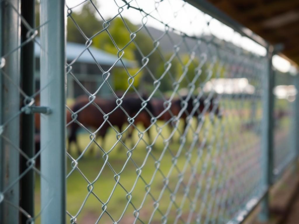 5-foot galvanized diamond mesh horse fence with V-pattern for equine safety