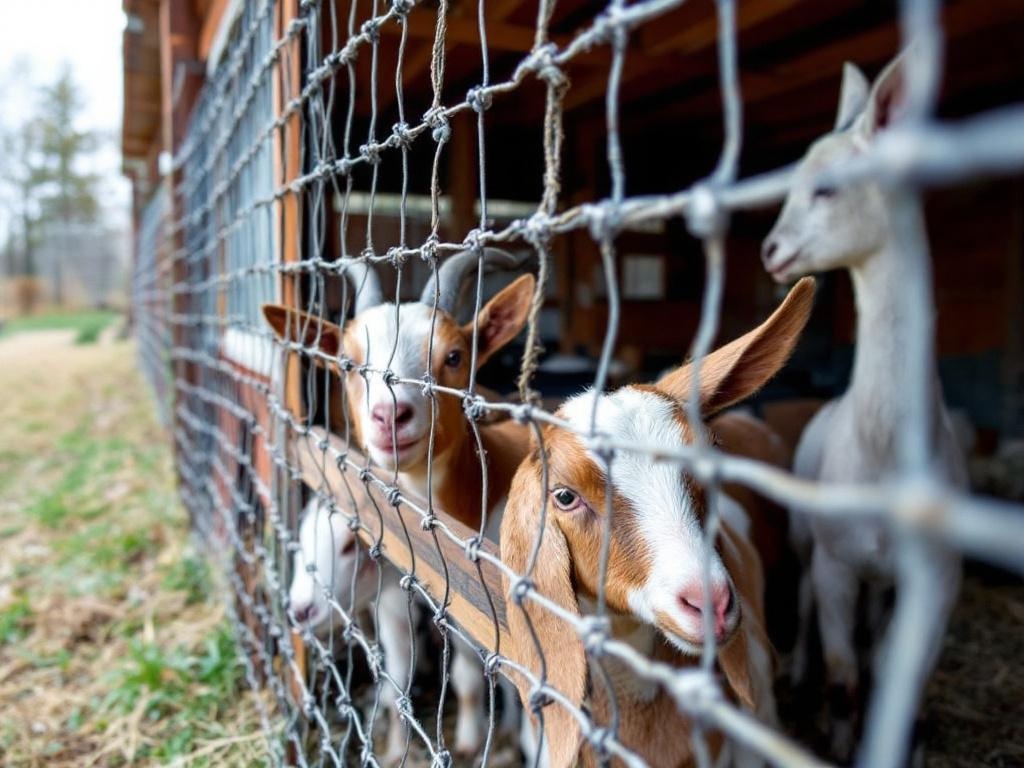 4-foot galvanized woven wire goat fence with graduated mesh and wood posts