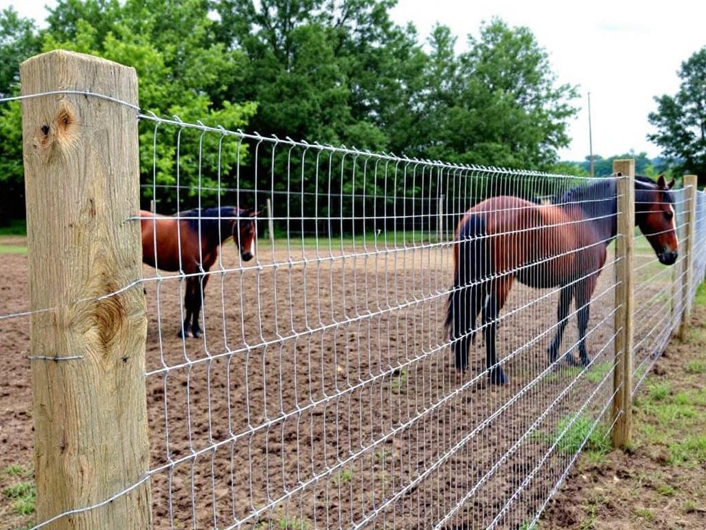 5-foot no-climb horse fence with 2x4 mesh and wood posts for equine safety