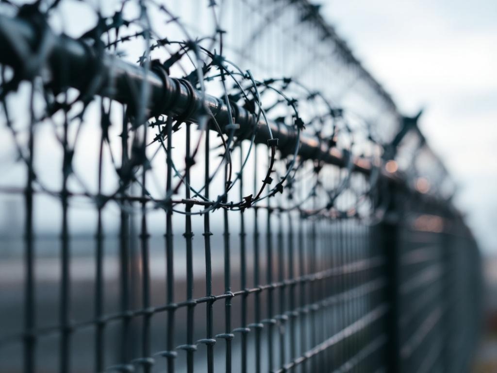 Razor wire coil top security fence with chain link base for maximum protection