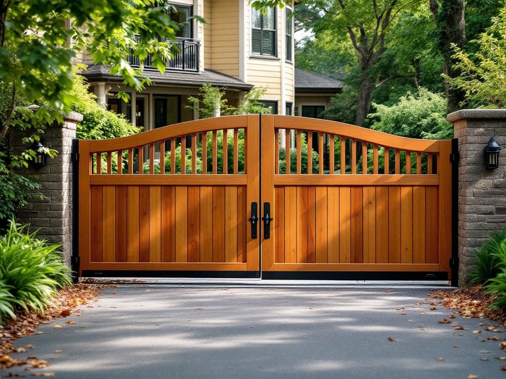 Cedar wood automatic swing gate with underground operator system