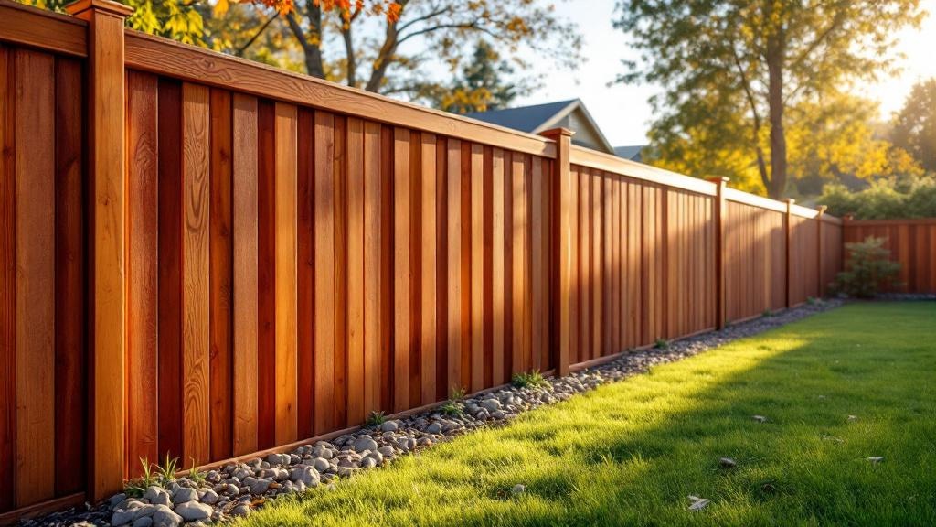 6-foot redwood vertical board privacy fence providing home security for a spacious yard. Expert craftsmanship visible in afternoon sun at this Oregon property.