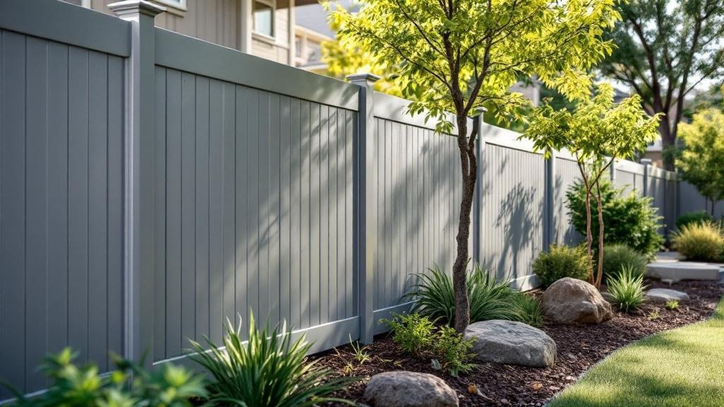 gray vinyl full privacy fence - 6-foot maintenance-free PVC fence installation in Denver Colorado