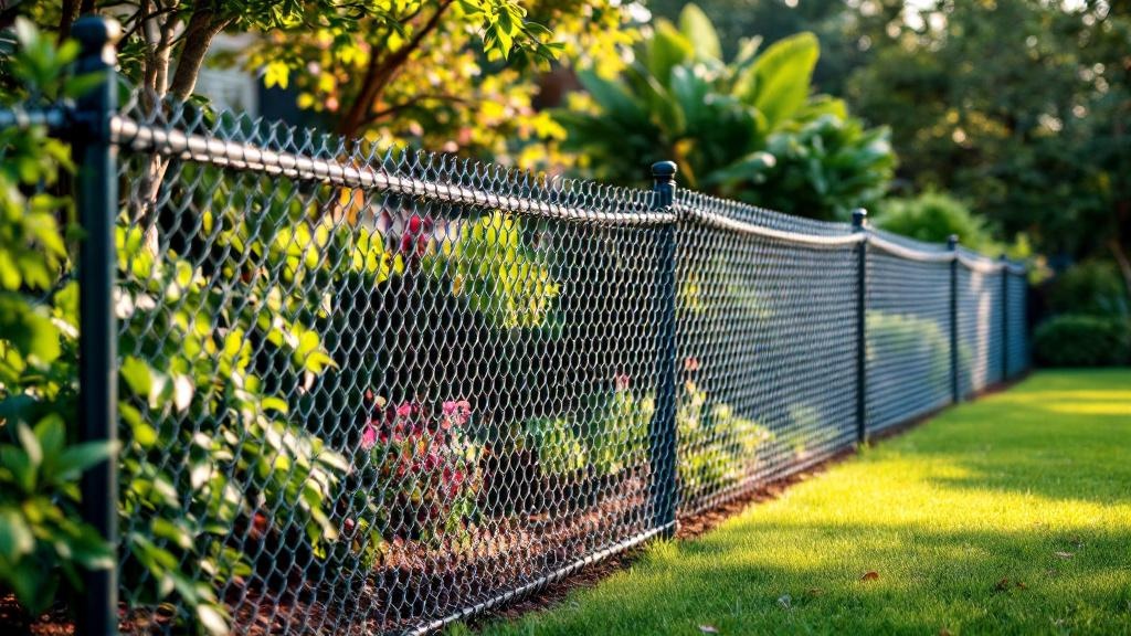 Galvanized chain link fence - 8-foot residential garden fence installation in Raleigh North Carolina by professional fence contractor