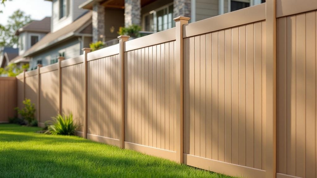 tan vinyl semi-privacy fence - 6-foot maintenance-free PVC fence installation in Austin Texas