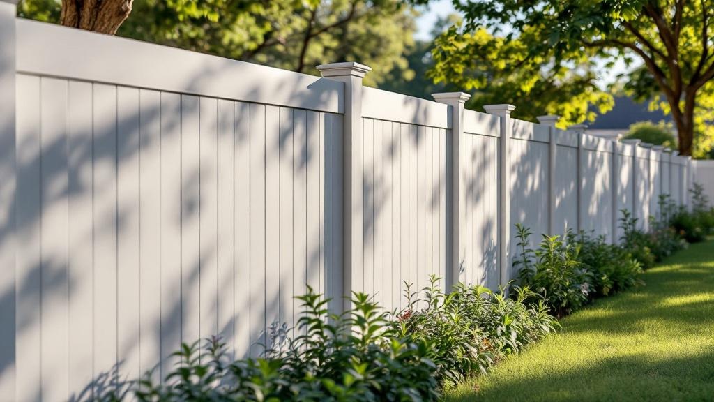 gray vinyl full privacy fence - 6-foot maintenance-free PVC fence installation in Charlotte North Carolina