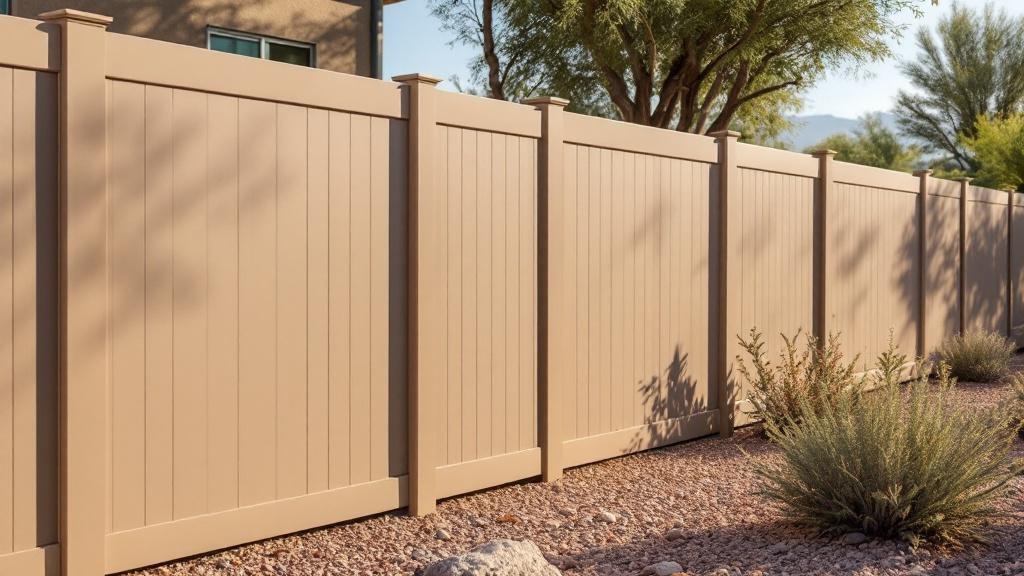 tan vinyl semi-privacy fence - 6-foot maintenance-free PVC fence installation in Phoenix Arizona