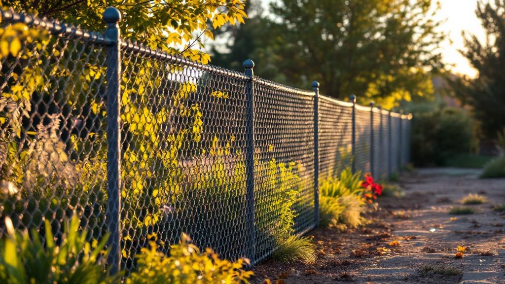 Galvanized chain link fence - 8-foot residential garden fence installation in Denver Colorado by professional fence contractor