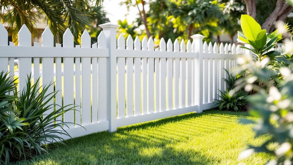 white vinyl picket fence - 4-foot maintenance-free PVC fence installation in Miami Florida
