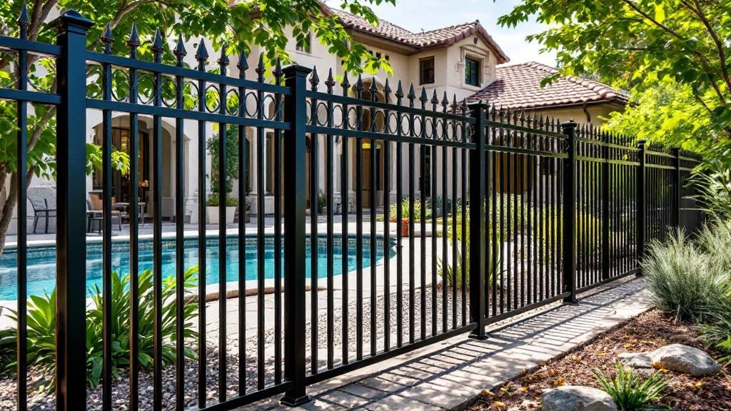 black aluminum puppy picket ornamental fence - 6-foot decorative metal fence for pool enclosure in Denver Colorado