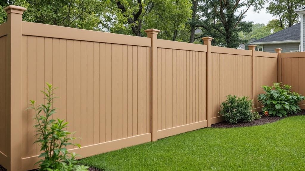 tan vinyl semi-privacy fence - 6-foot maintenance-free PVC fence installation in Raleigh North Carolina