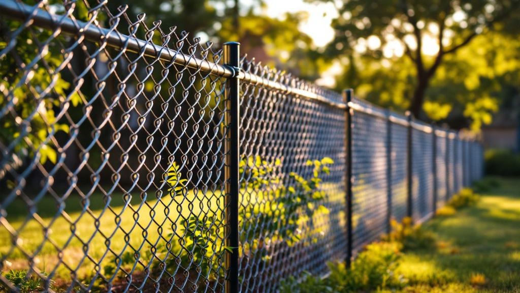 Galvanized chain link fence - 8-foot residential boundary fence installation in Charlotte North Carolina by professional fence contractor