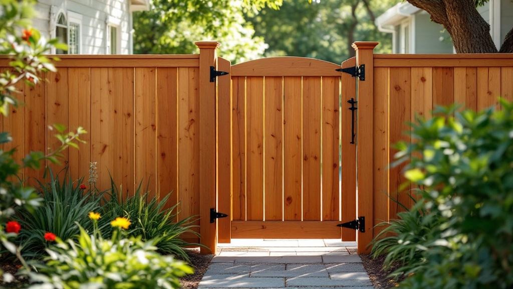 pressure-treated pine matching fence panel walk gate - residential pedestrian gate with stainless steel hardware in San Diego, California