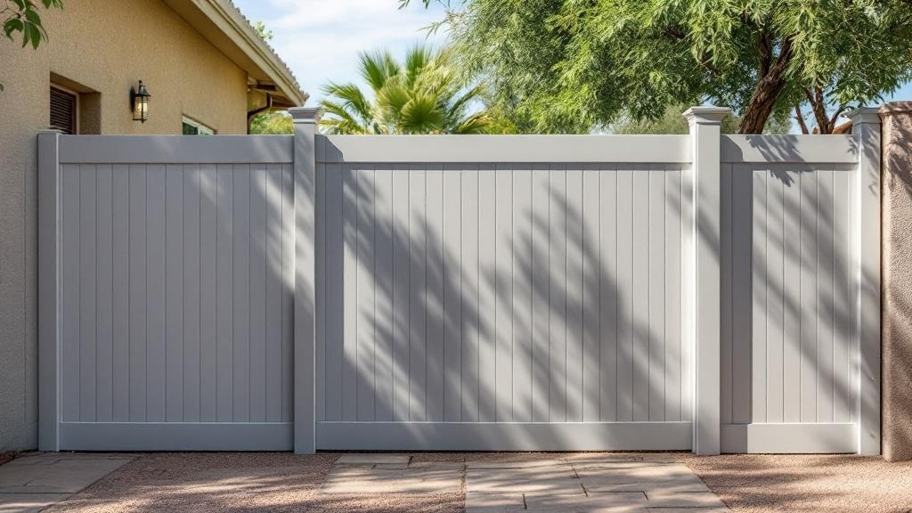 gray vinyl semi-privacy fence - 6-foot maintenance-free PVC fence installation in Phoenix, Arizona
