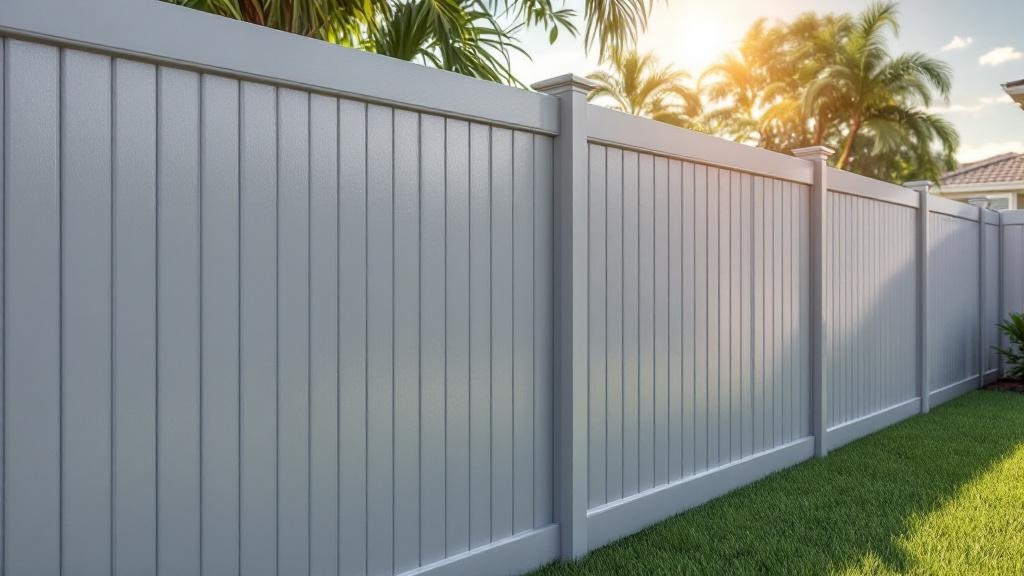 gray vinyl full privacy fence - 6-foot maintenance-free PVC fence installation in Miami, Florida