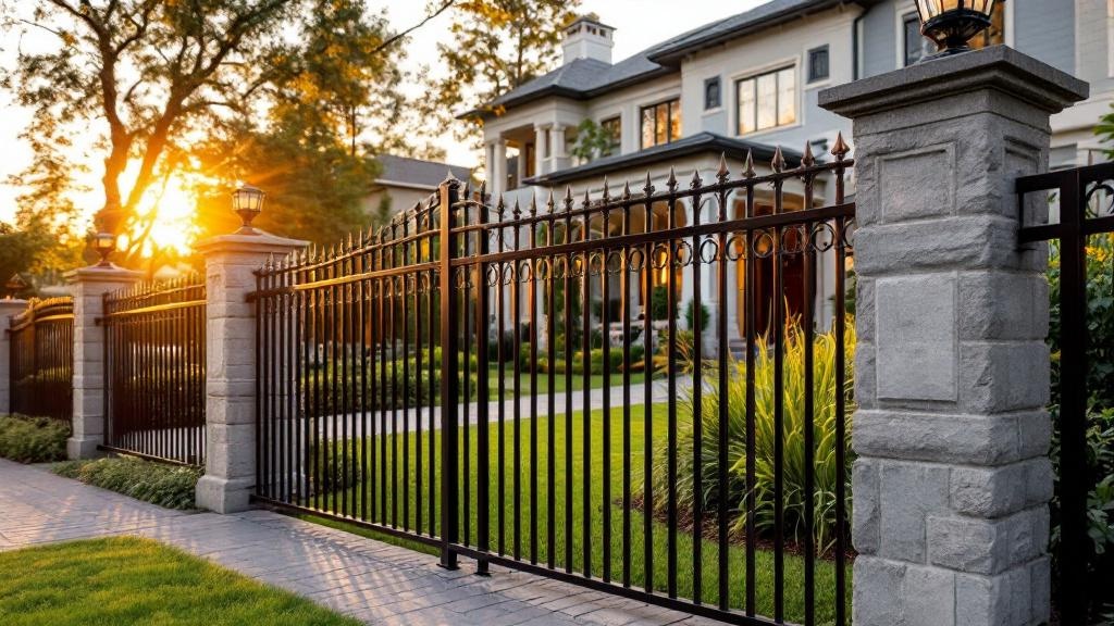 bronze aluminum flat-top ornamental fence - 4-foot decorative metal fence for front yard boundary in Charlotte, North Carolina