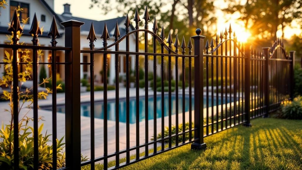 black aluminum spear-top ornamental fence - 6-foot decorative metal fence for pool enclosure in Atlanta, Georgia
