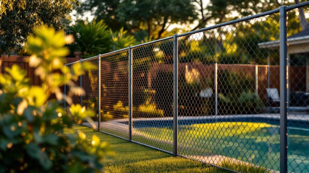 galvanized chain link fence - 8-foot pool fence installation by professional fence contractor in Dallas, Texas