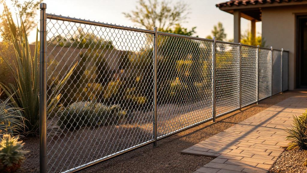 galvanized chain link fence - 8-foot dog fence installation by professional fence contractor in Phoenix, Arizona