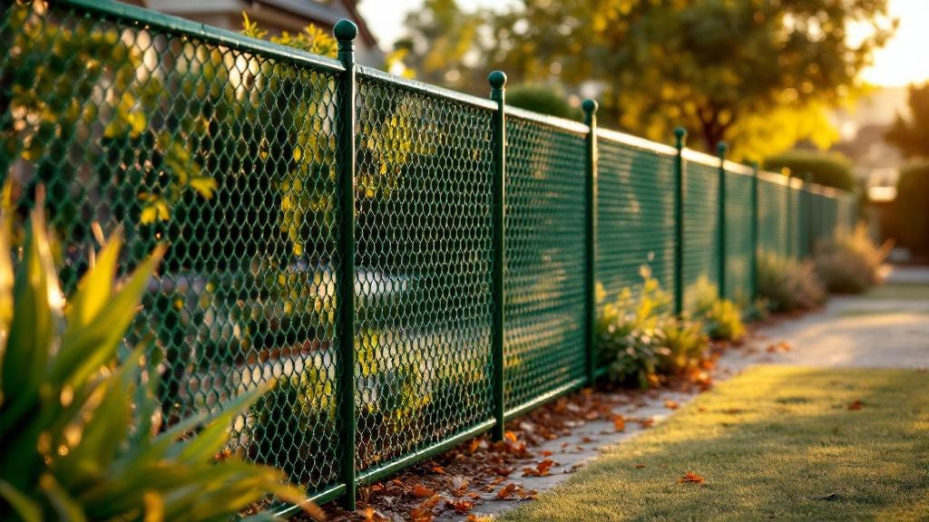 green vinyl-coated chain link fence - 8-foot boundary fence installation by professional fence contractor in San Diego, California