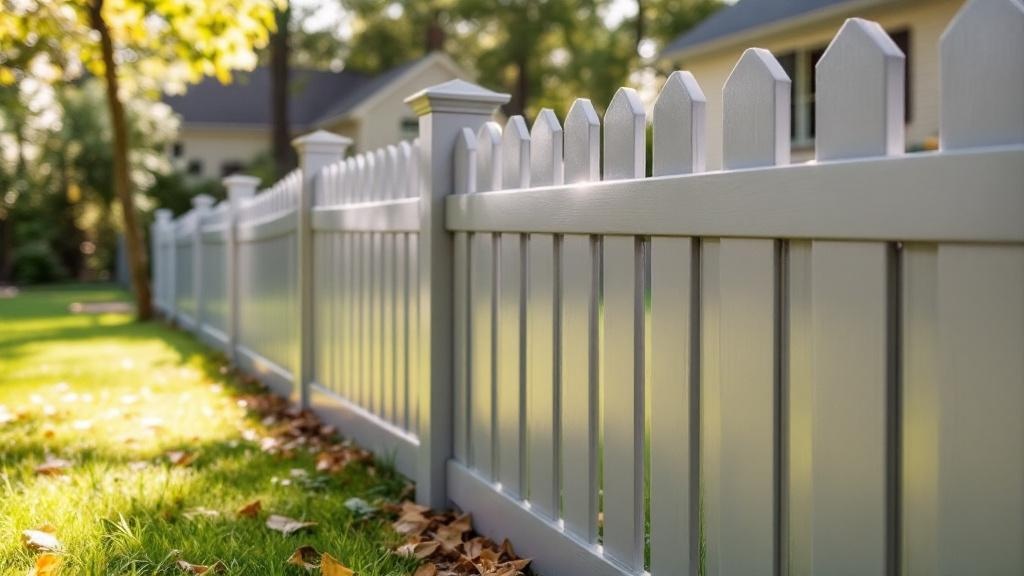 gray vinyl picket fence - 4-foot maintenance-free PVC fence installation in Raleigh, North Carolina