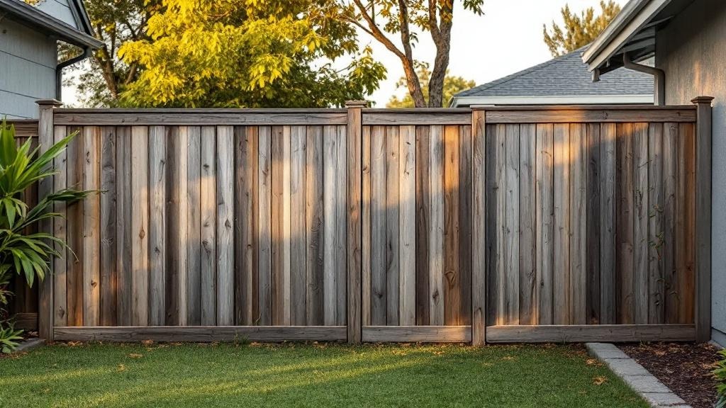 Western Red Cedar dog-ear privacy fence - 8-foot weathered gray stained wood fence installation in San Diego, California