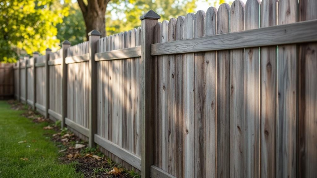 Western Red Cedar dog-ear privacy fence - 8-foot weathered gray stained wood fence installation in Raleigh, North Carolina