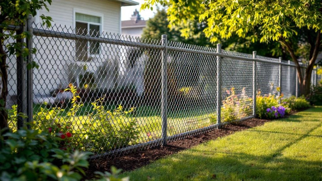 galvanized chain link fence - 6-foot boundary fence installation by professional fence contractor in Seattle, Washington