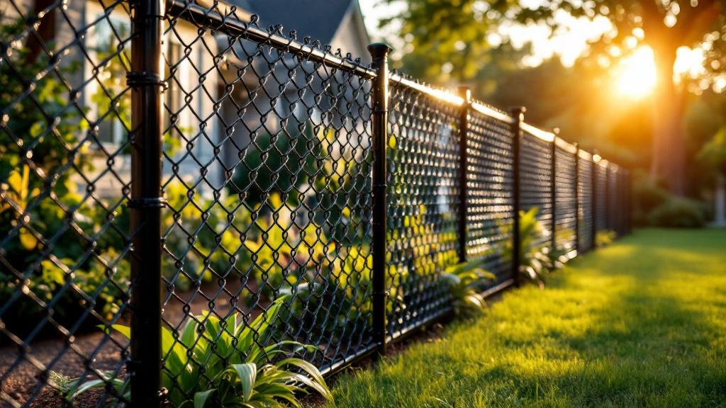 black vinyl-coated chain link fence - 4-foot boundary fence installation by professional fence contractor in Nashville, Tennessee