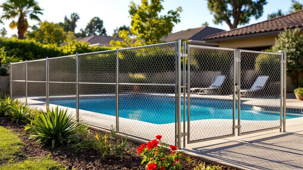 galvanized chain link fence - 6-foot pool fence installation by professional fence contractor in San Diego, California
