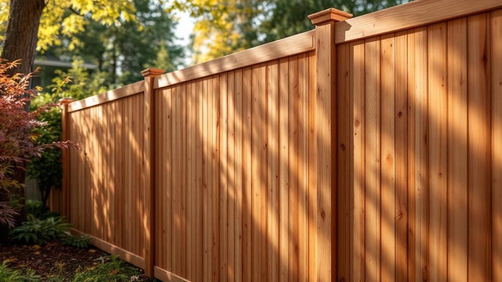 Western Red Cedar board-on-board privacy fence - 8-foot natural cedar stained wood fence installation in Seattle, Washington
