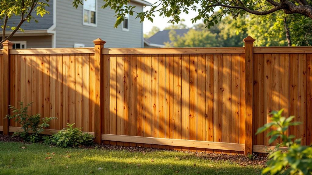 Pressure-Treated Pine shadowbox privacy fence - 6-foot honey oak stained wood fence installation in Austin, Texas