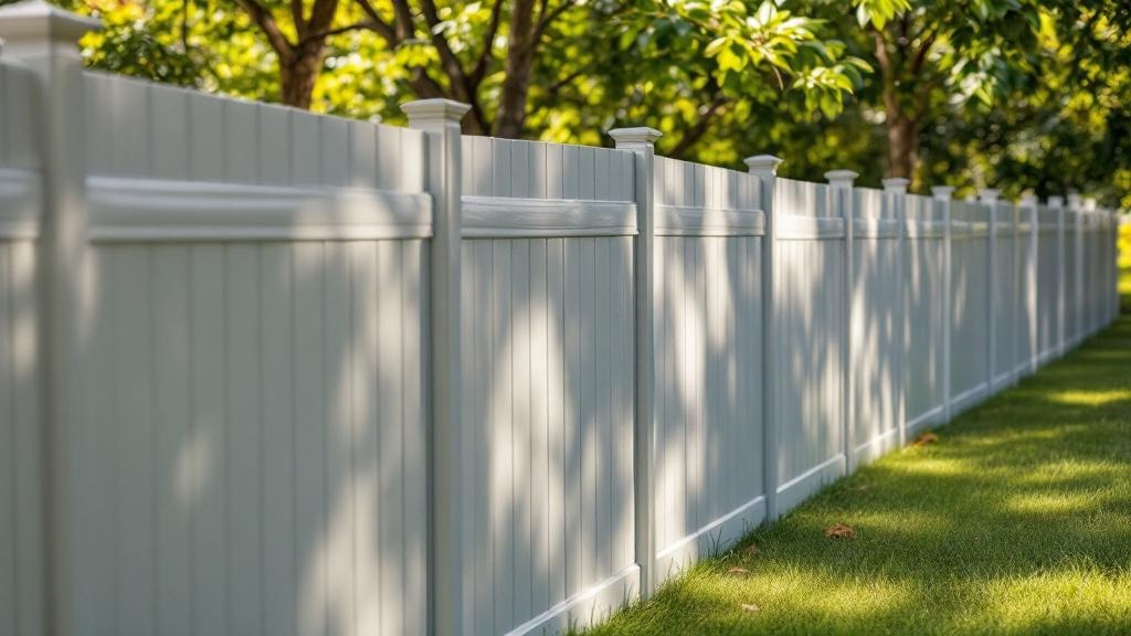 gray vinyl full privacy fence - 6-foot maintenance-free PVC fence installation in Nashville, Tennessee