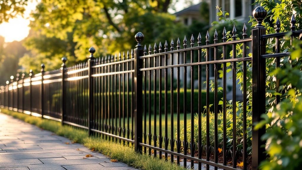 bronze aluminum flat-top ornamental fence - 4-foot decorative metal fence for property perimeter in Portland, Oregon