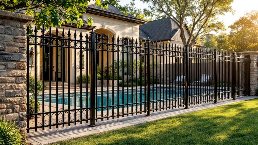 black aluminum spear-top ornamental fence - 4-foot decorative metal fence for pool enclosure in Austin, Texas