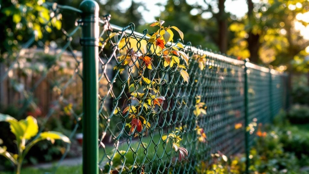 green vinyl-coated chain link fence - 6-foot boundary fence installation by professional fence contractor in Seattle, Washington