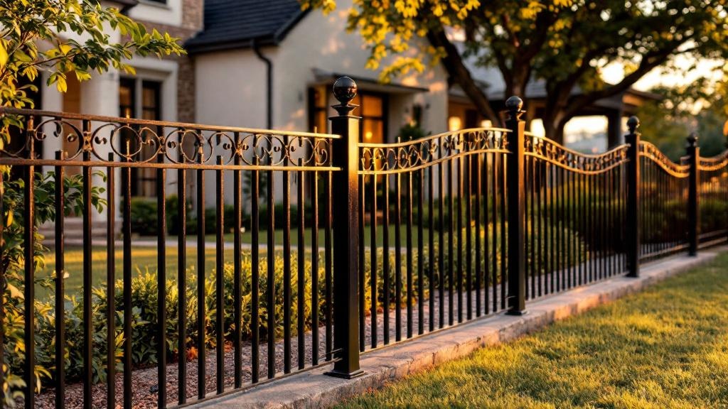 bronze aluminum flat-top ornamental fence - 5-foot decorative metal fence for property perimeter in Dallas, Texas