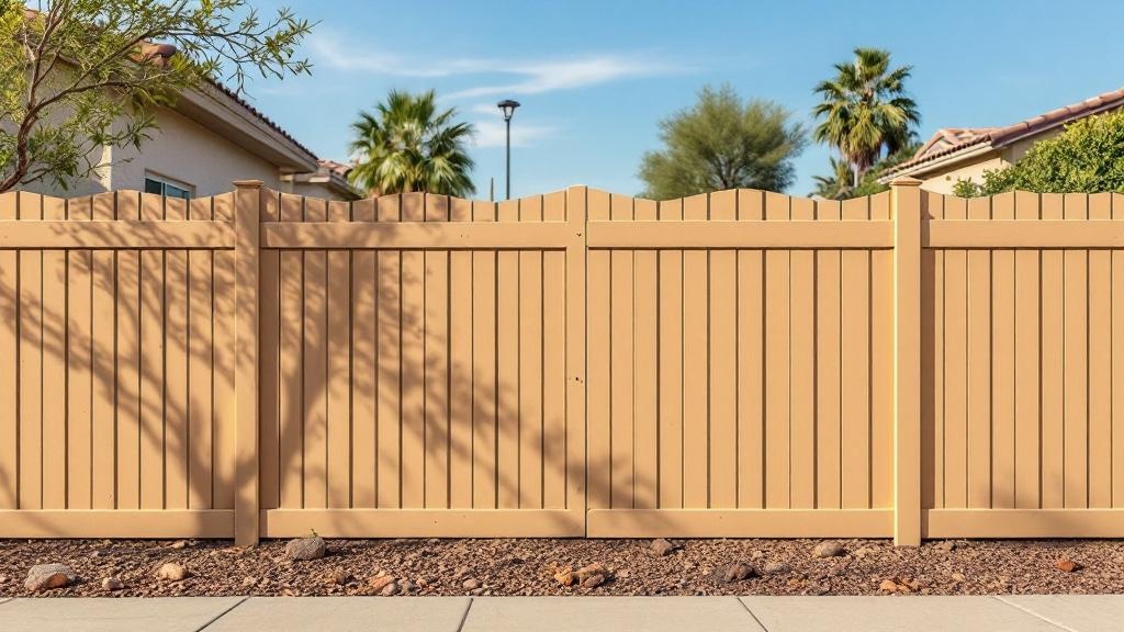 tan vinyl picket fence - 4-foot maintenance-free PVC fence installation in Phoenix, Arizona