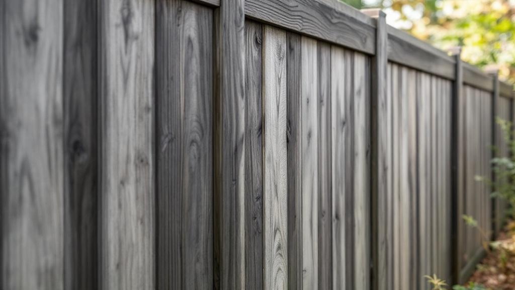 Western Red Cedar board-on-board privacy fence - 8-foot weathered gray stained wood fence installation in Atlanta, Georgia