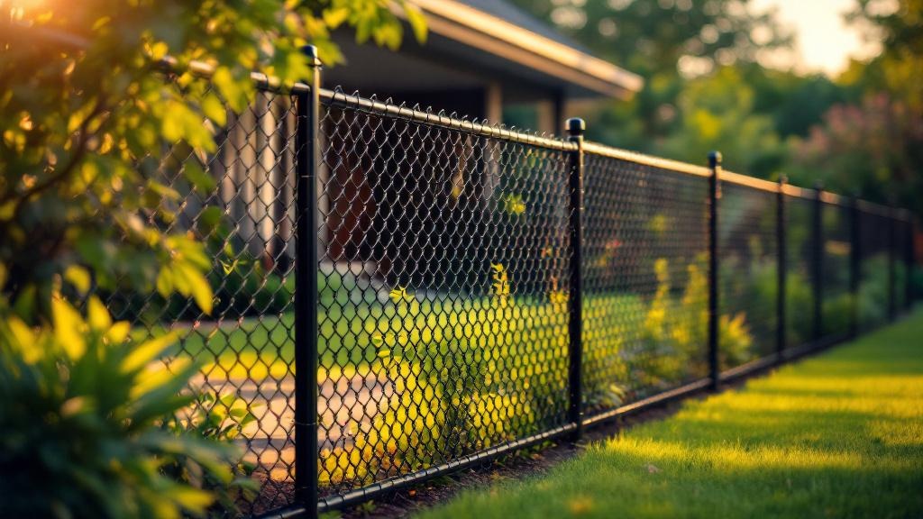 black vinyl-coated chain link fence - 5-foot boundary fence installation by professional fence contractor in Nashville, Tennessee